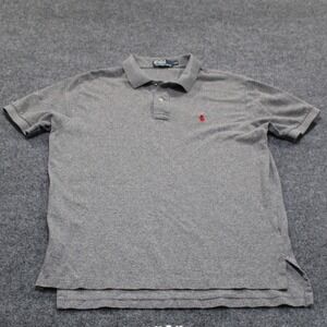 Polo‎ Ralph Lauren Men's Gray Heathered Short Sleeve Polo Shirt L/G Damaged